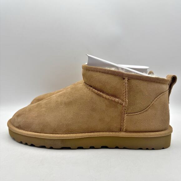 UGG Mens Classic Ultra Mini Boots US 9 EU 42 Tan Chestnut Suede Fur Lining NIB main image 6